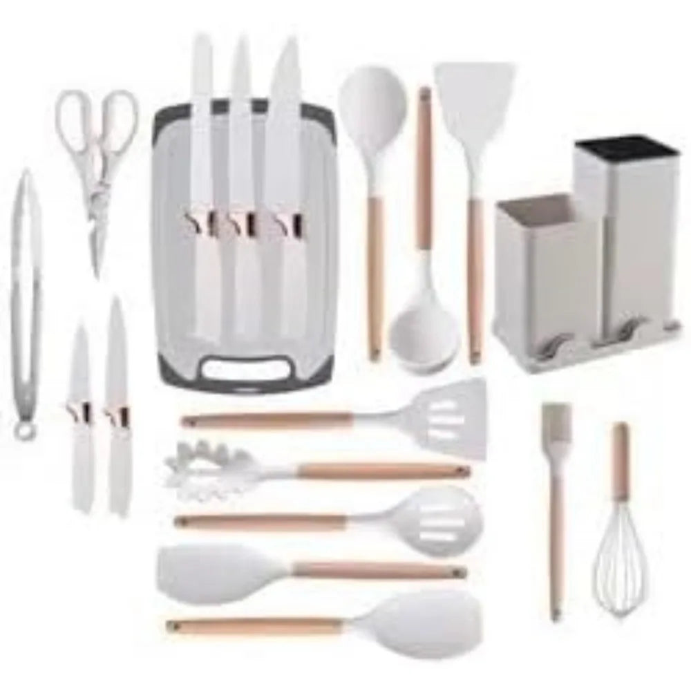 All-in-One Kitchen Set – 19-Piece Black Utensils & Knife Collection