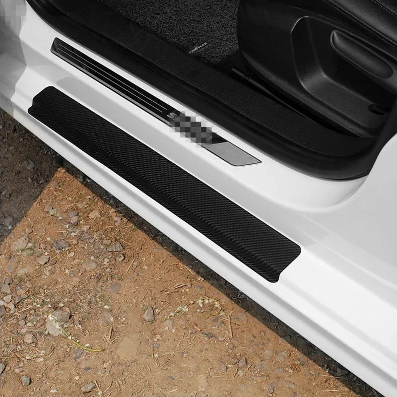 Car Hood & Roof Stickers – Black 3D Carbon Fiber Wrap Stripes