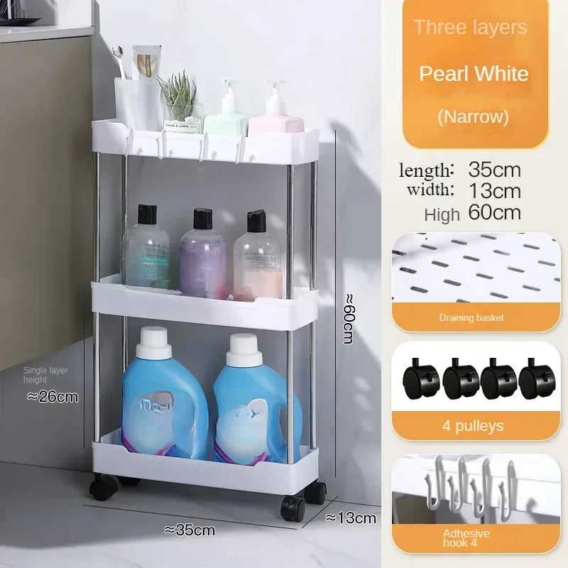 Portable Floor Storage Trolley – Bathroom & Living Room Organizer