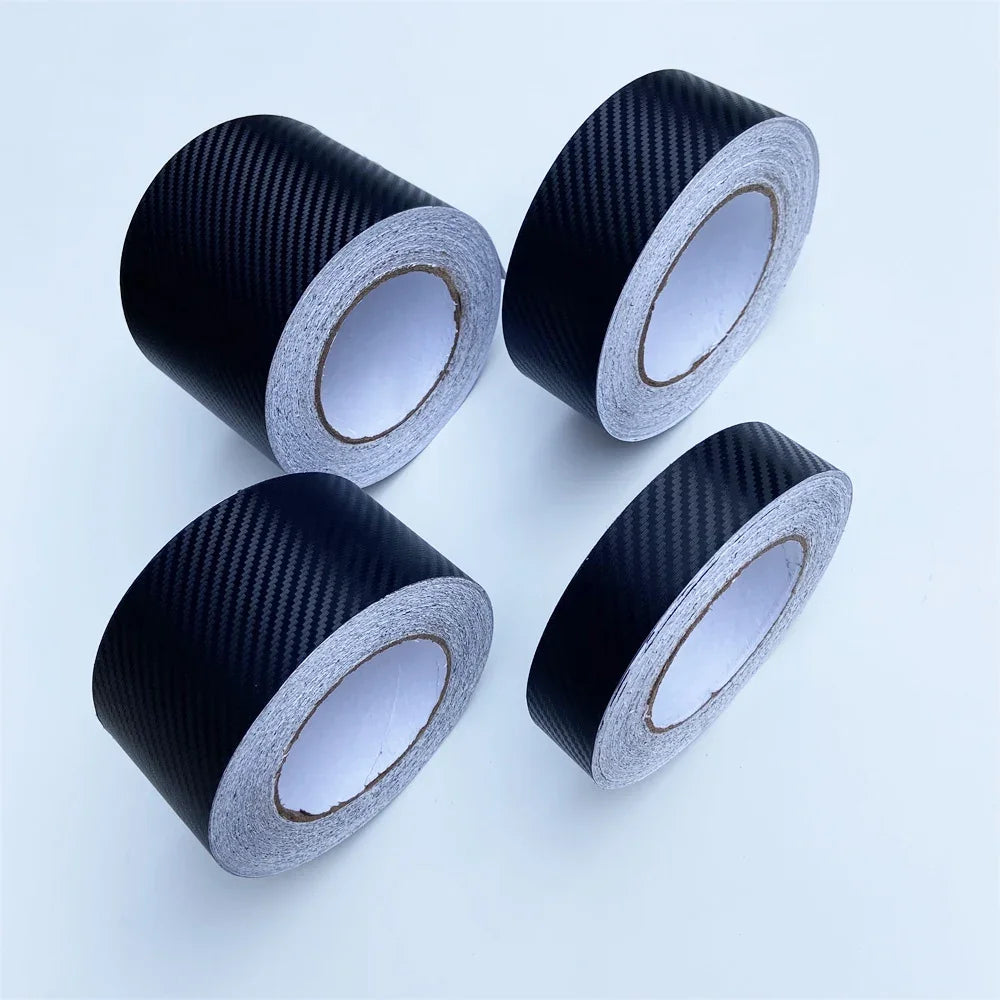 Car Hood & Roof Stickers – Black 3D Carbon Fiber Wrap Stripes