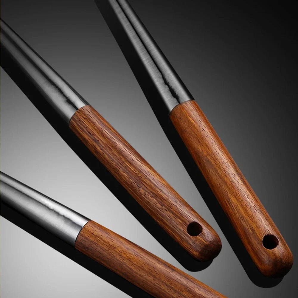 Cooking Utensils Set – 4pcs Stainless Steel Tools with Wood Handle for Baking & Kitchen Use