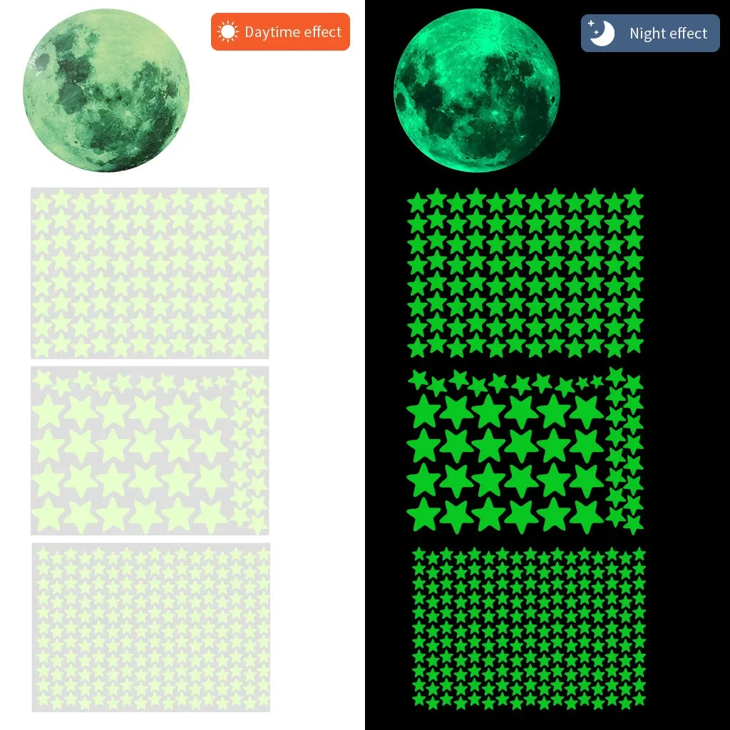 Leuchtende Mond & Sterne Wandsticker