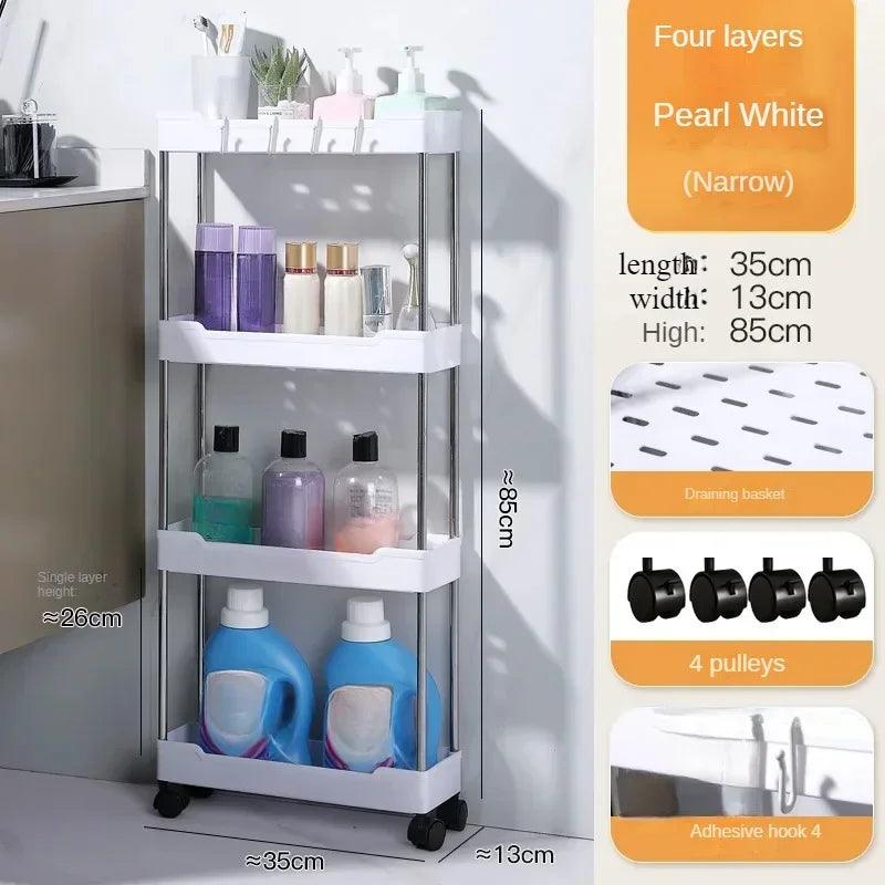 Portable Floor Storage Trolley – Bathroom & Living Room Organizer