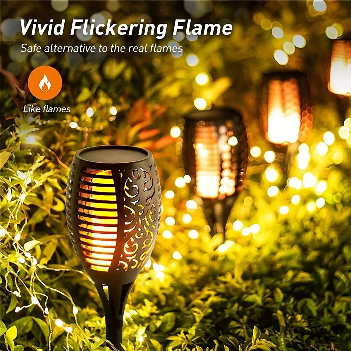 LED Solar Flame Torch Light – Waterproof Outdoor Garden Lamp