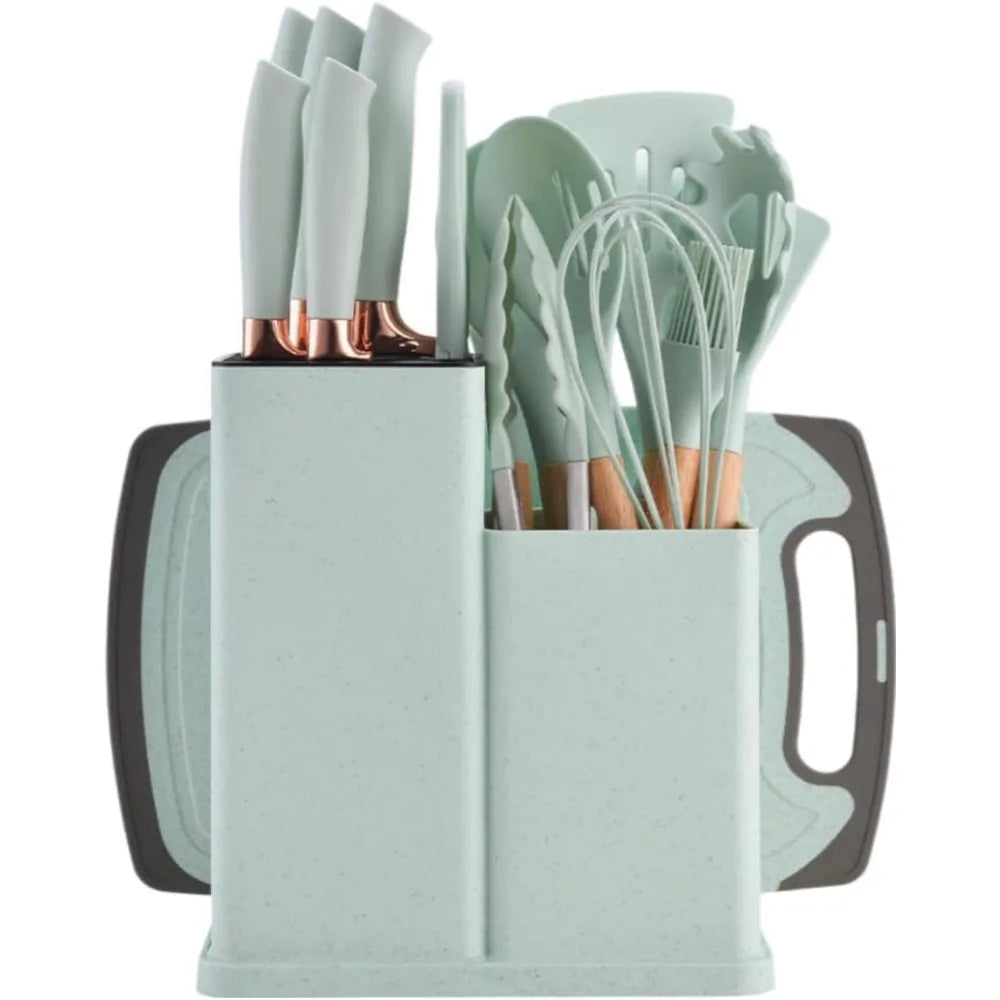All-in-One Kitchen Set – 19-Piece Black Utensils & Knife Collection