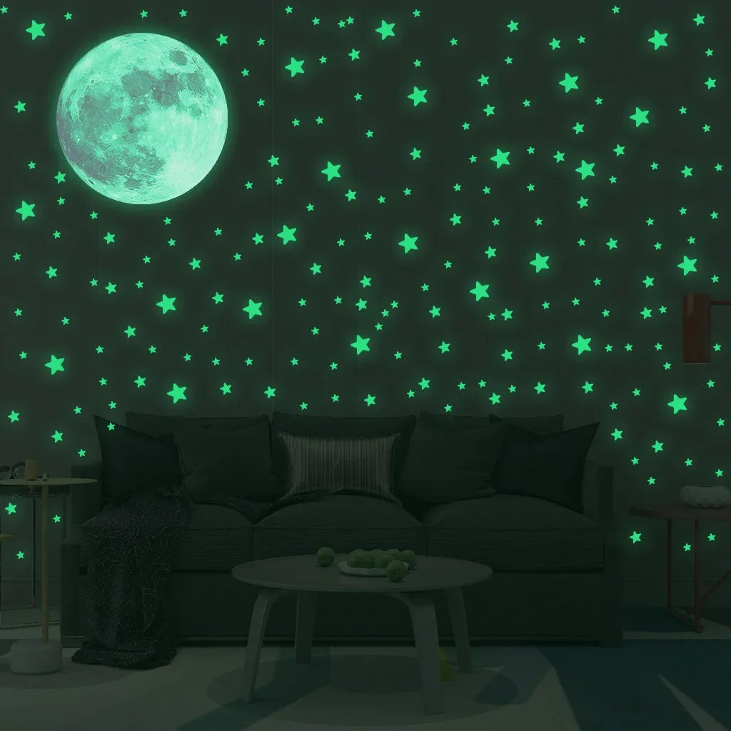 Leuchtende Mond & Sterne Wandsticker