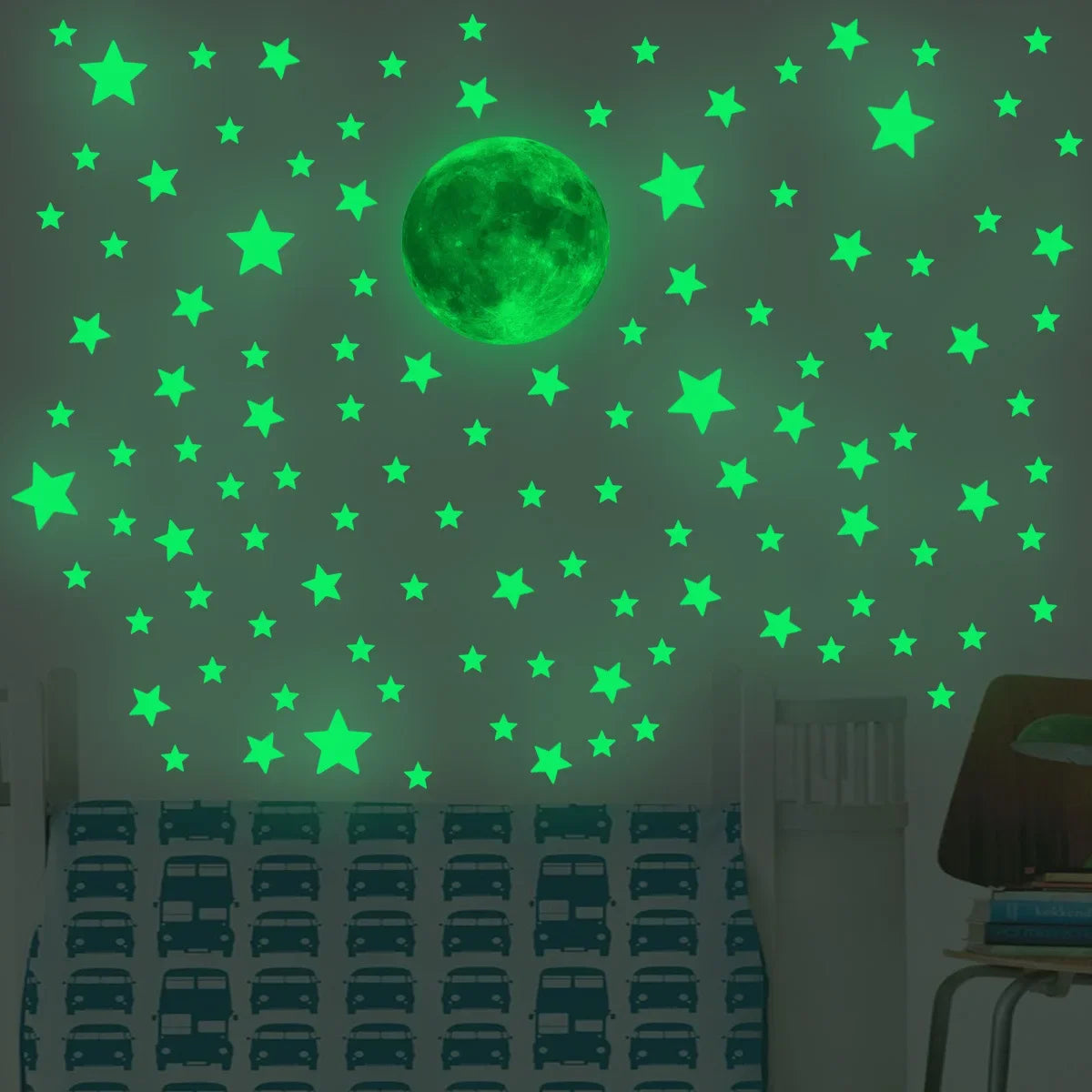 Leuchtende Mond & Sterne Wandsticker