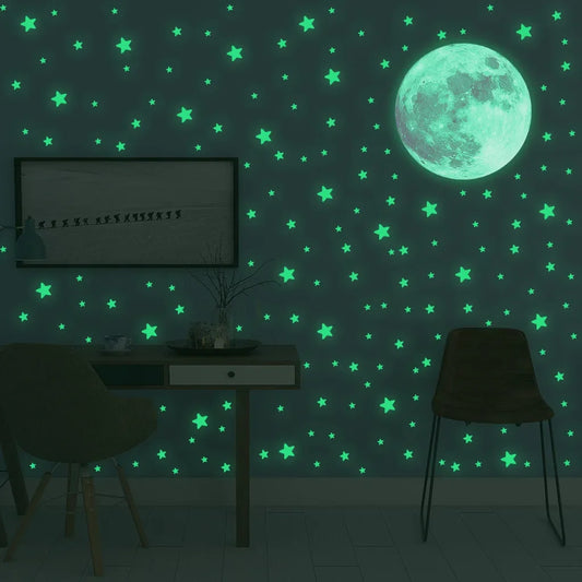Leuchtende Mond & Sterne Wandsticker