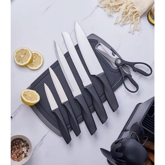 All-in-One Kitchen Set – 19-Piece Black Utensils & Knife Collection