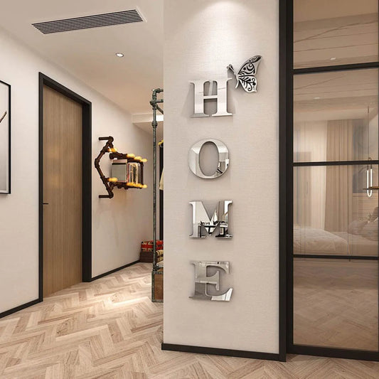 3D Mirror Wall Sticker “HOME”